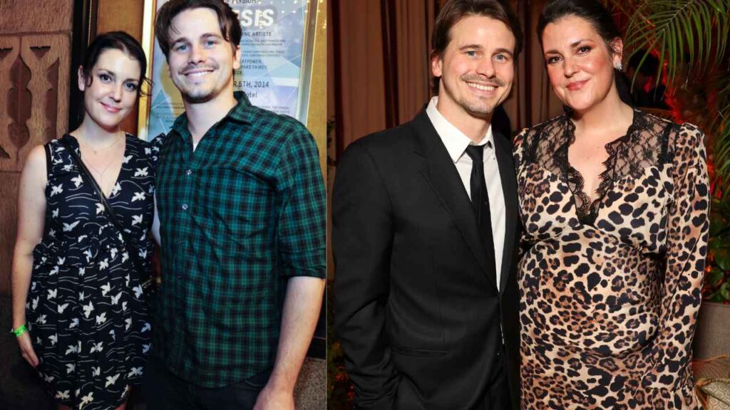 Jason Ritter and Melanie Lynskey sharing a heartfelt moment together.