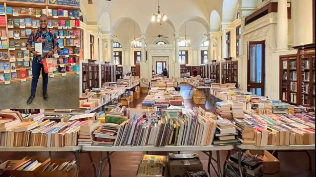 Book Swap at Hazel Downtown event with visitors exchanging books.