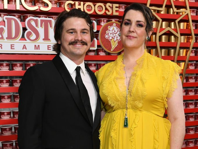 Jason Ritter and Melanie Lynskey sharing a heartfelt moment together.