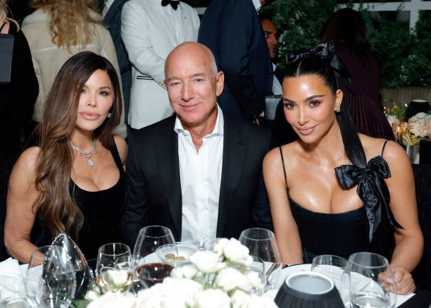 Lauren Sanchez and Jeff Bezos stun in bridal-inspired glam at the 2025 Vanity Fair Oscar Party, turning heads with their elegant and dazzling look